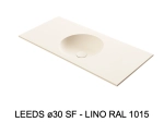 Plan vasque lavabo circulaire ⦰ 30 cm sur mesure Largeur 50 à 201 x P 40 à 51 cm Finition lisse 10 couleurs au choix, Anti bactérien Résine Akrytan® dans la masse Livraison Offerte.